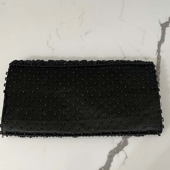 Vintage La Regale Ltd Nlack Beaded Sequined Satin Evening Clutch Bag Hong Kong - Picture 7 of 11